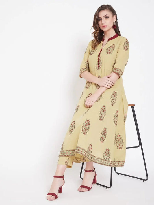 winered-beige-a-line-cotton-printed-kurta-and-pant-set