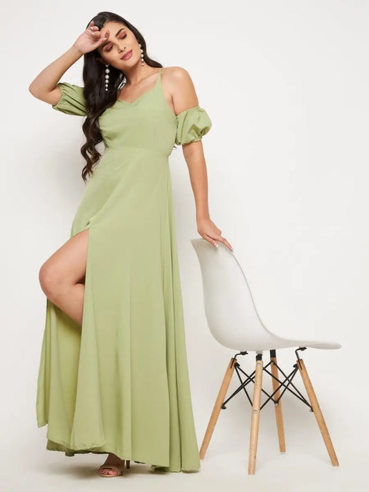 winered-light-green-crepe-long-dress
