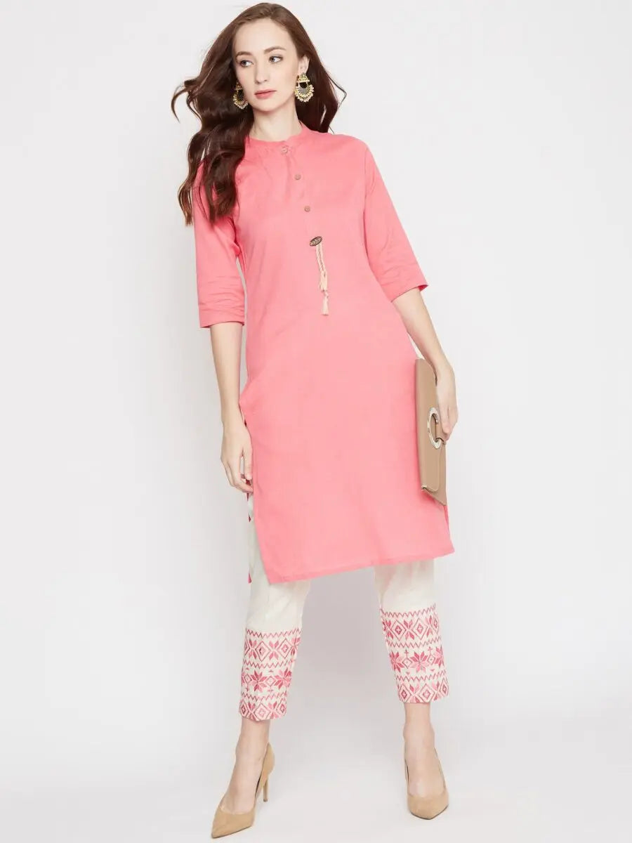 winered-pink-straight-cotton-embroidered-kurta-and-pant-set