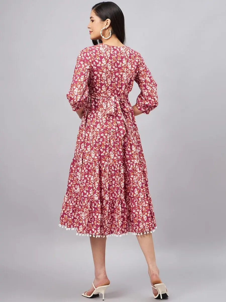 winered-women-pink-floral-printed-fit-flare-dress