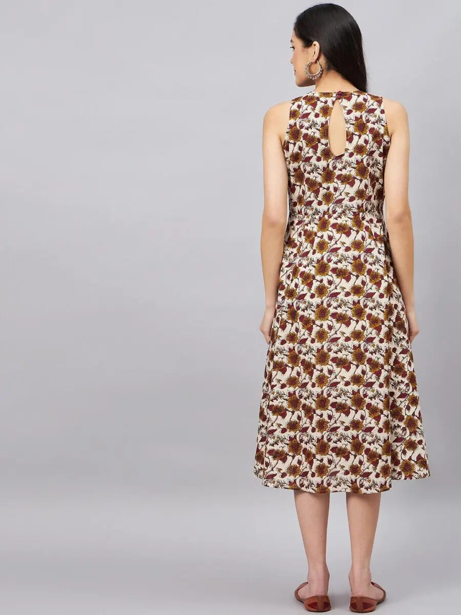 winered-women-beige-floral-printed-a-line-dress