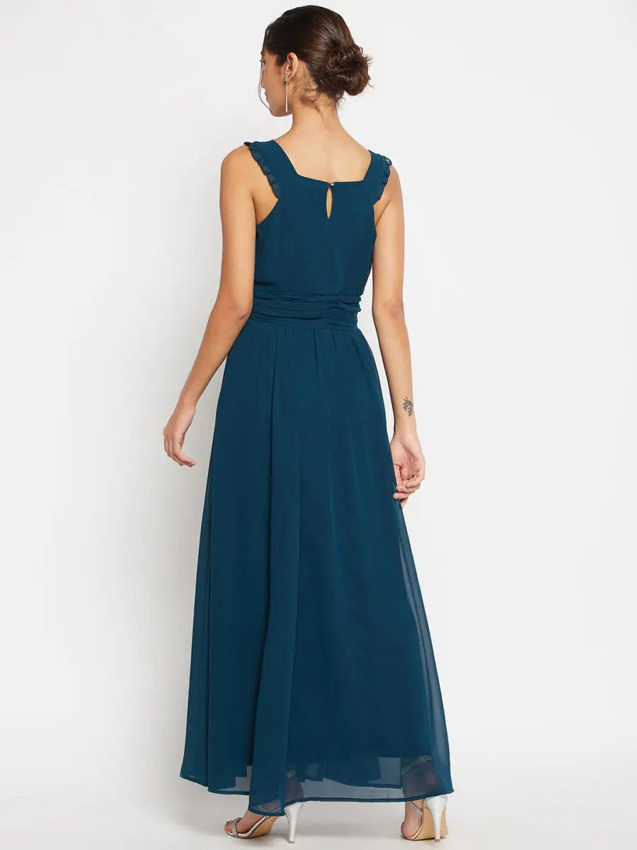 winered-woman-georgette-solid-flared-dress