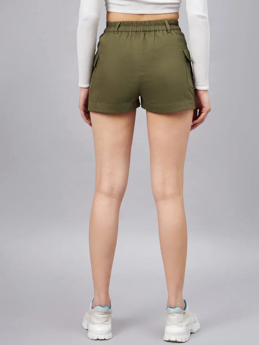 winered-women-olive-mini-shorts-with-front-slits