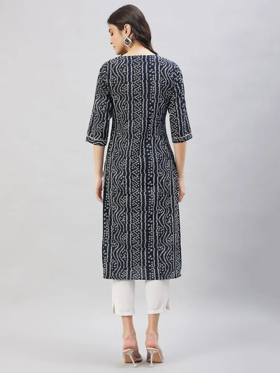 winered-women-black-bandhani-kurta-cotton-straight-kurta