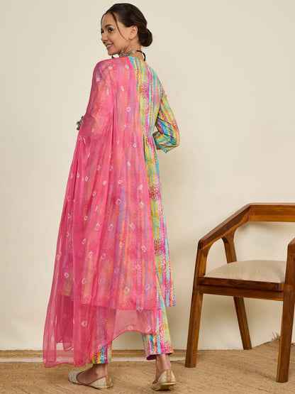 winered-women-printed-ruched-yoke-flare-kurta-pant-dupatta-set