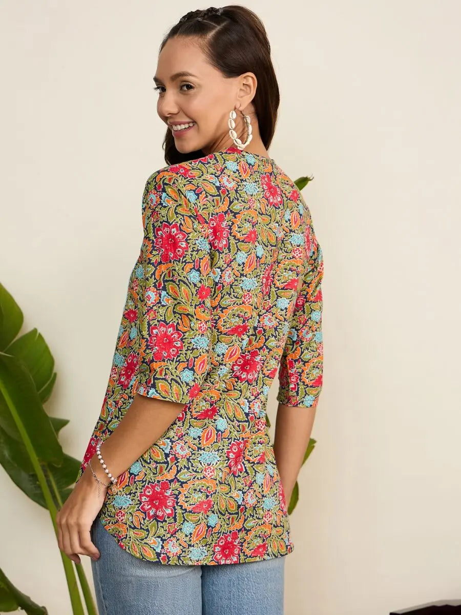 winered-women-floral-print-front-opening-navy-blue-tunic