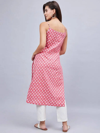 winered-women-pink-and-white-geometric-print-strap-kurta