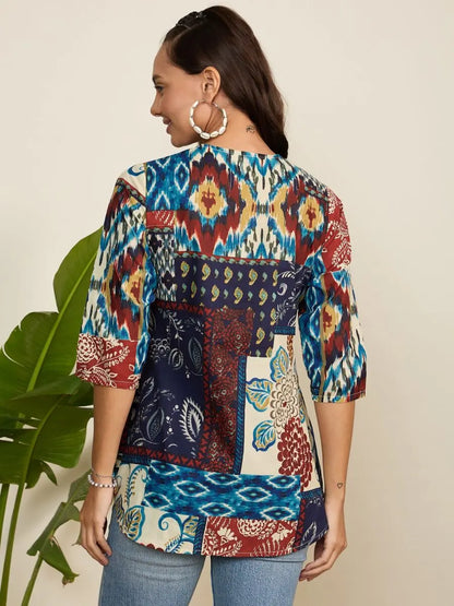 winered-woman-multicolor-front-opening-printed-tunic
