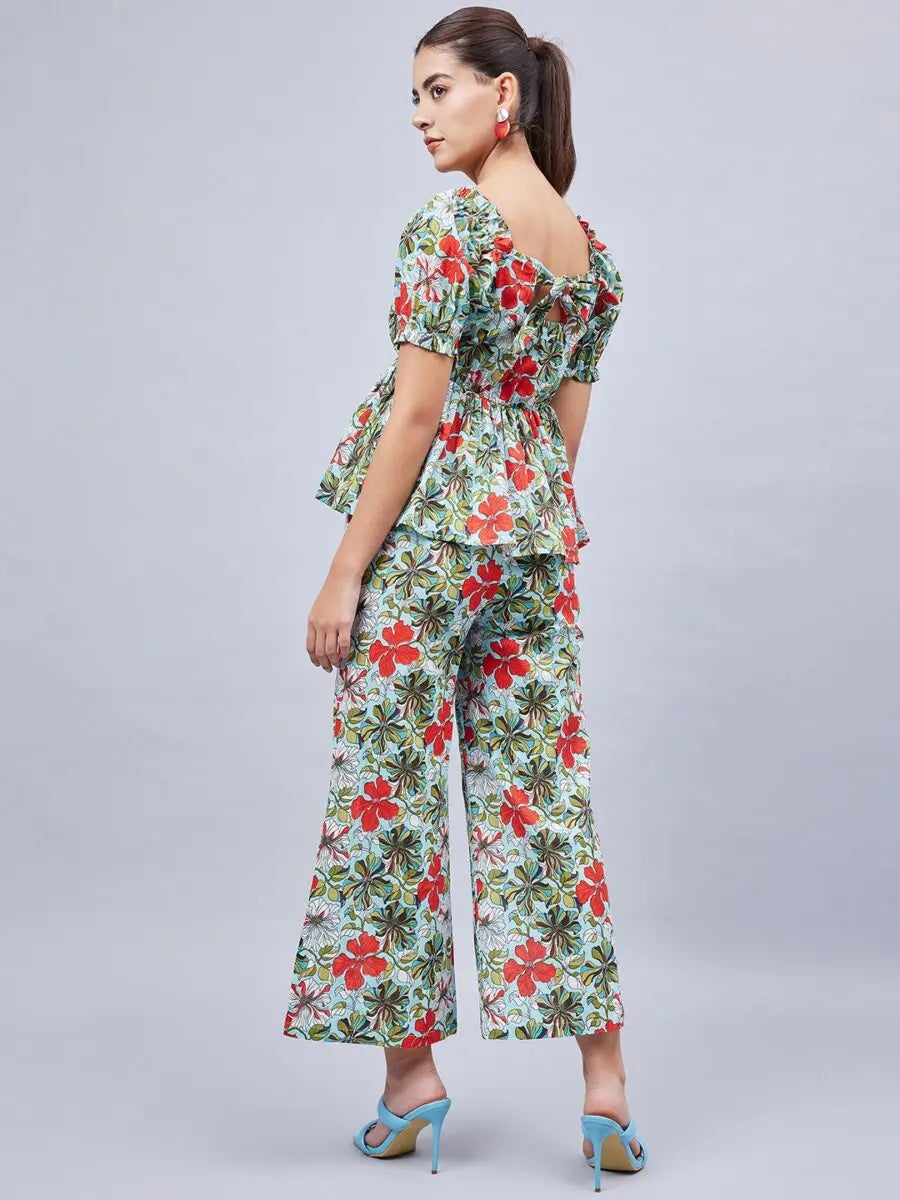 winered-woman-sky-blue-printed-back-tie-up-co-ord-set
