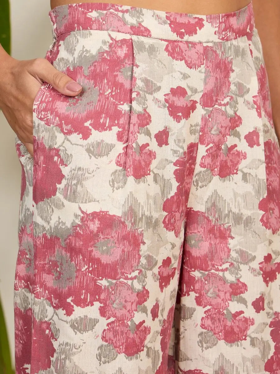 winered-woman-pink-floral-print-waistcoat-pant-co-ord-set