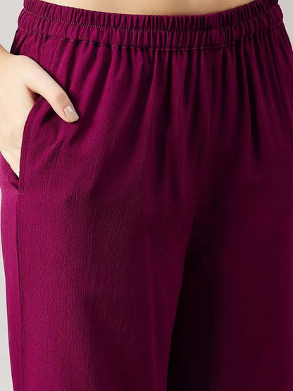 dark-purple-pleated-stitched-peplum-top-pant-co-ord-set-for-women
