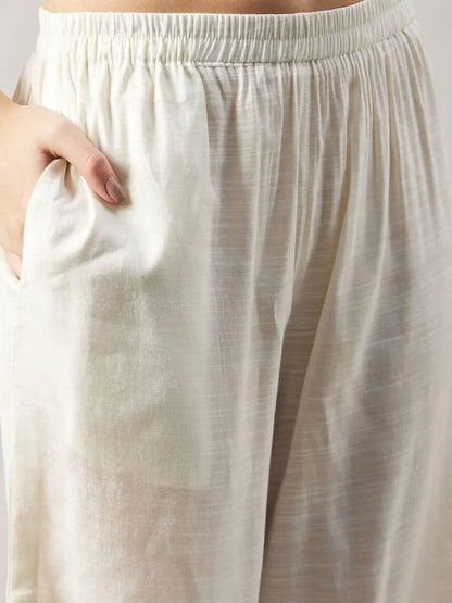 winered-woman-stylish-off-white-with-golden-neck-embroidery-red-dupatta-kurta-and-sets