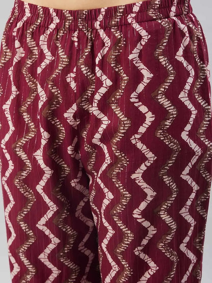 winered-woman-maroon-chevron-print-self-belt-sharara-set