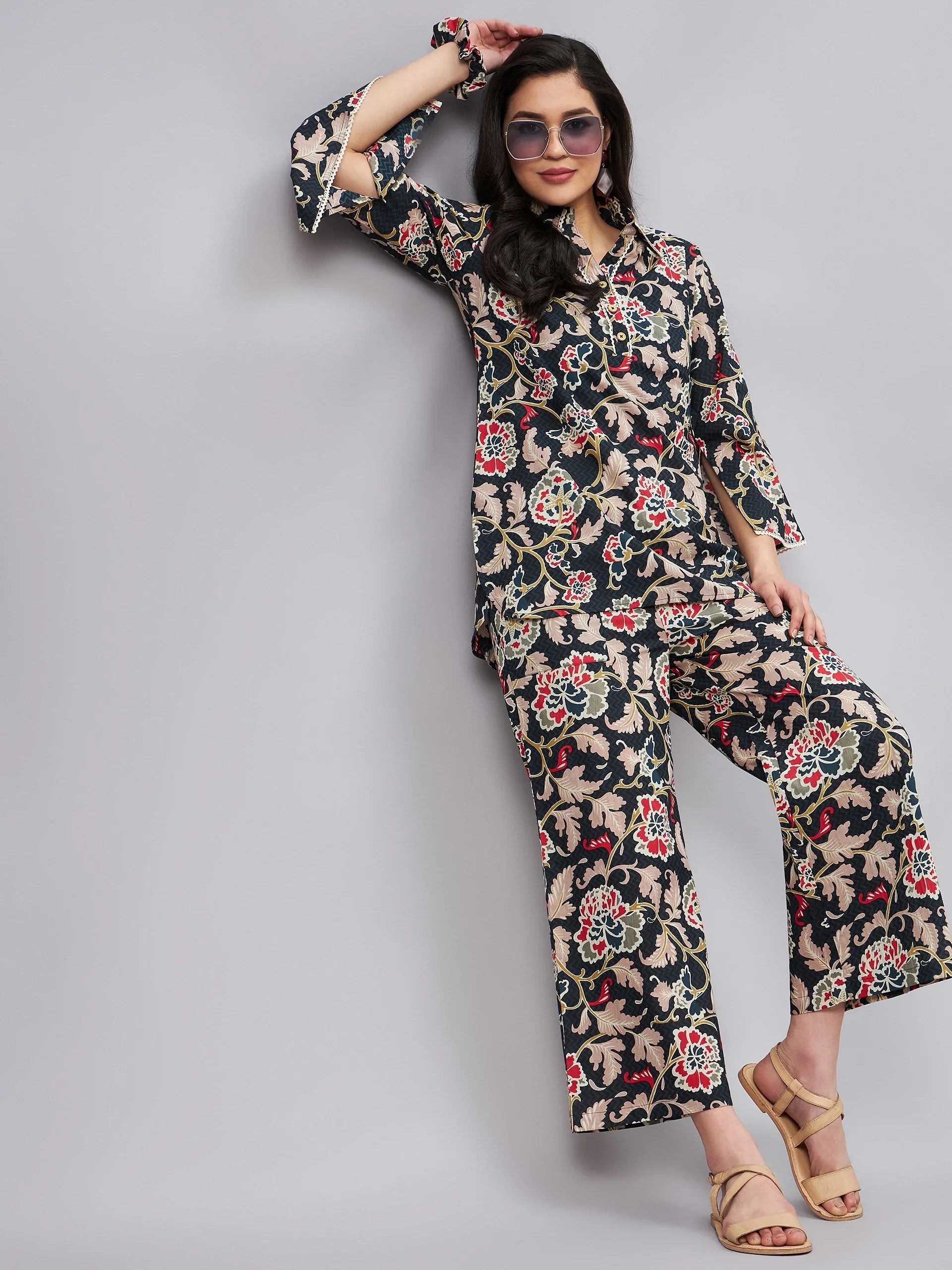 winered-woman-black-botanical-print-longline-co-ord-set