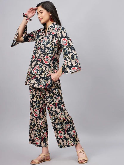 winered-woman-black-botanical-print-longline-co-ord-set