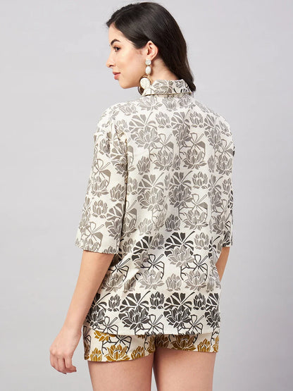 winered-woman-beige-placement-print-oversized-shirt-with-shorts