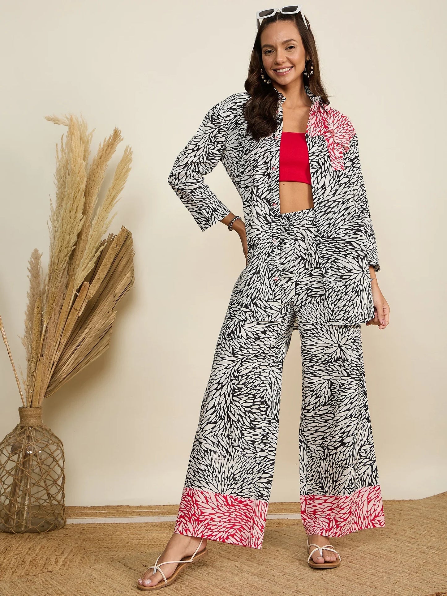 winered-black-red-color-blocking-co-ord-set-for-women