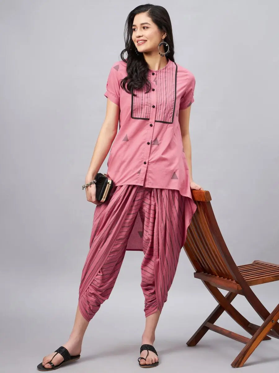 winered-hi-low-set-of-dhoti-kurta-for-women
