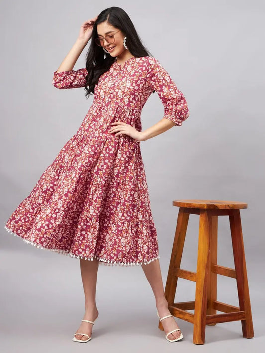 winered-women-pink-floral-printed-fit-flare-dress