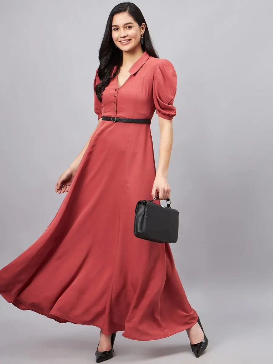 winered-women-pink-dress-with-belt