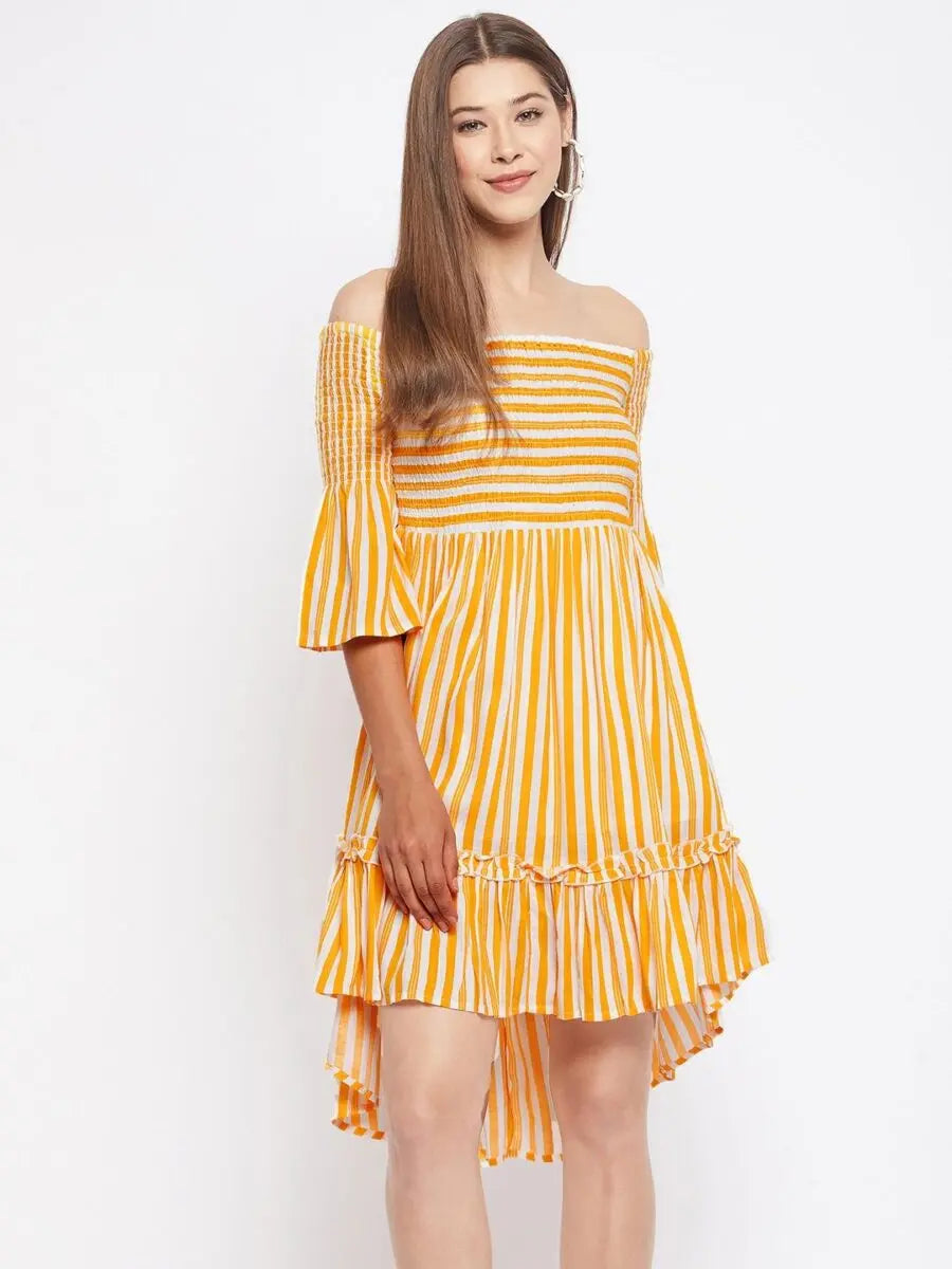 winered-women-yellow-striped-smocking-off-shoulder-dress