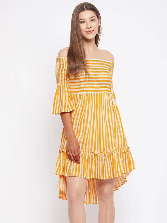 winered-women-yellow-striped-smocking-off-shoulder-dress