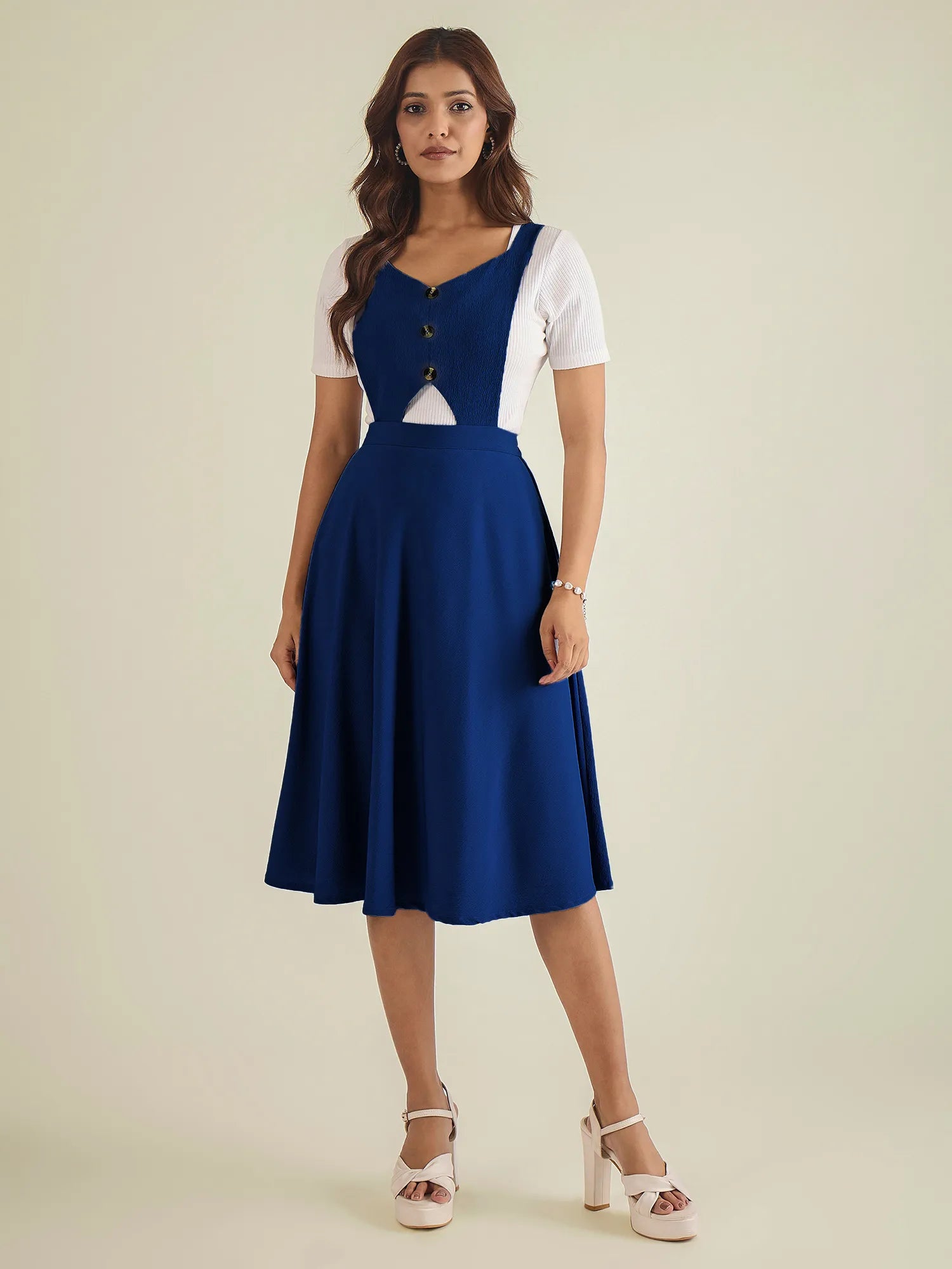 winered-women-blue-pinafore-flared-dress