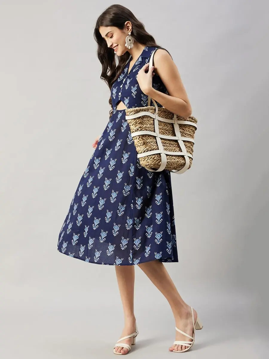 winered-women-navy-blue-a-line-dress-front-triangle-cut-out-a-line-dress