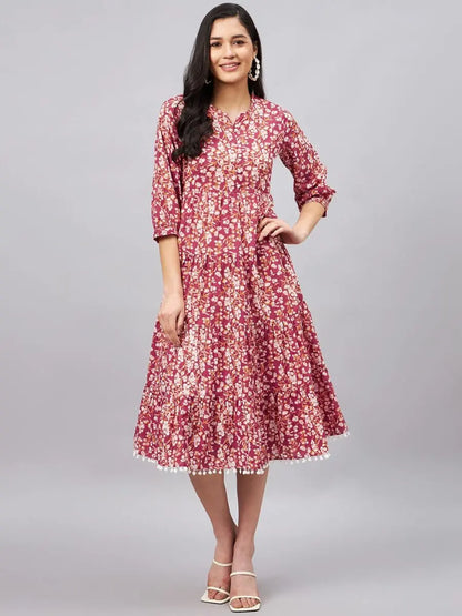 winered-women-pink-floral-printed-fit-flare-dress