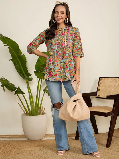 winered-women-floral-print-front-opening-navy-blue-tunic