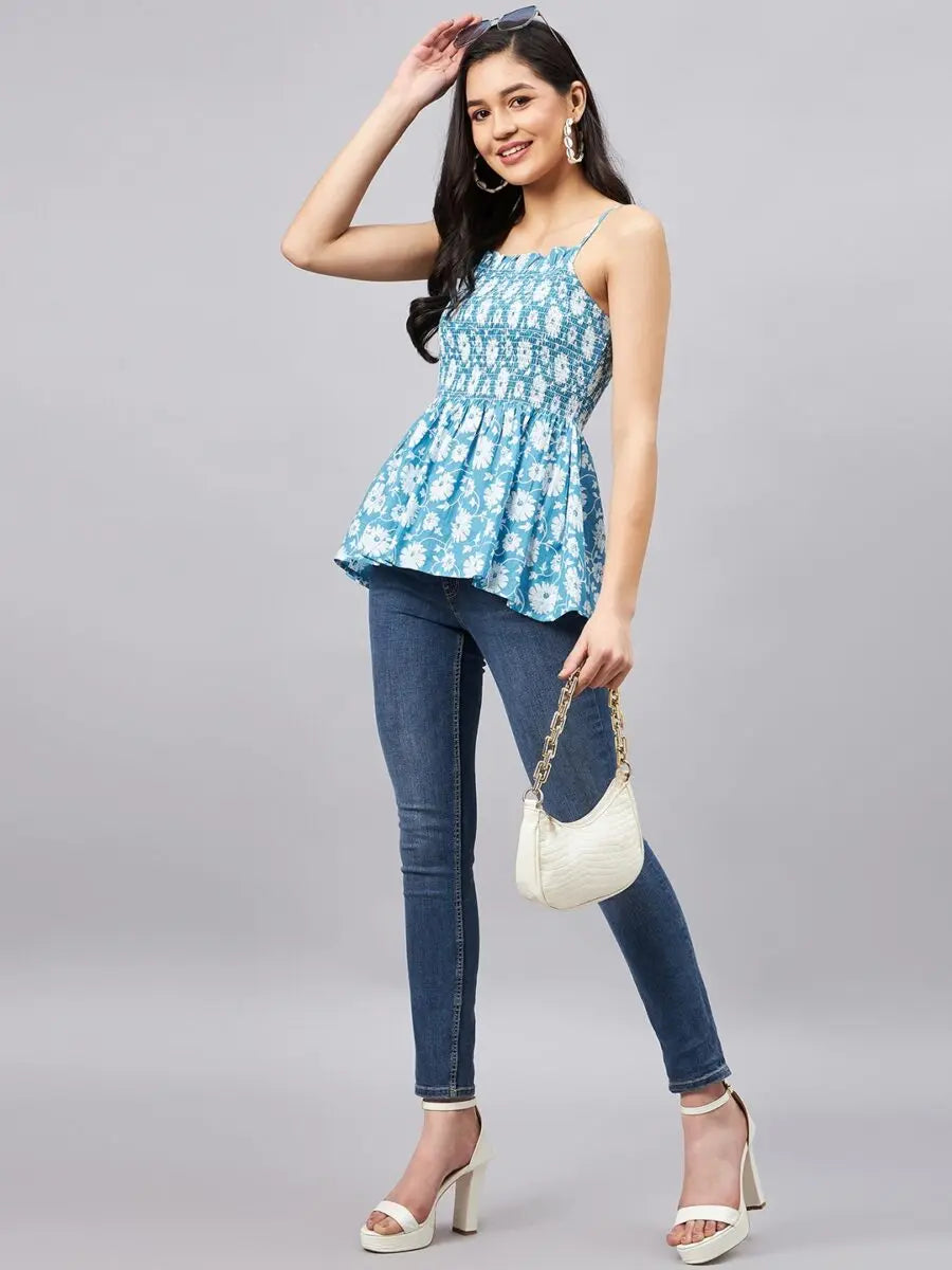 winered-woman-light-blue-floral-print-smoking-strap-top