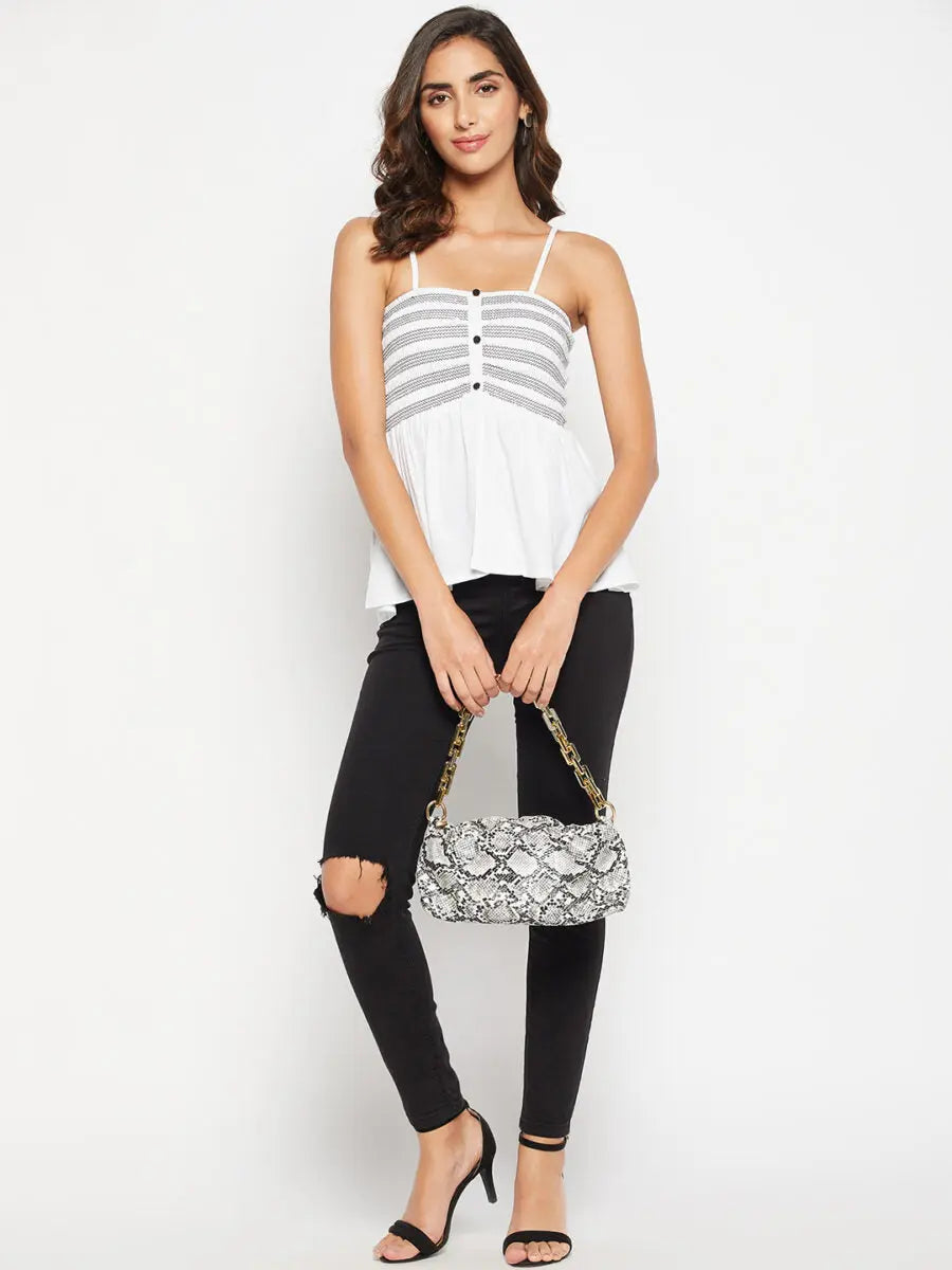 winered-ruched-neck-contrast-smocking-top-for-girls