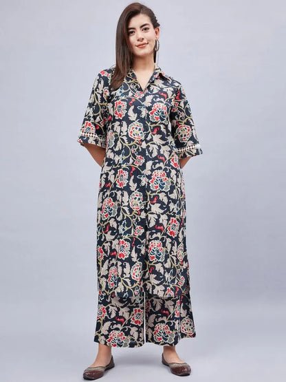 winered-woman-black-oversized-botanical-print-sleeve-lace-co-ord-set