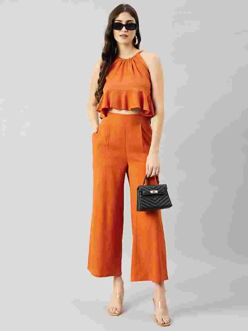 orange-halter-neck-stitched-crop-top-pant-co-ord-set-for-women