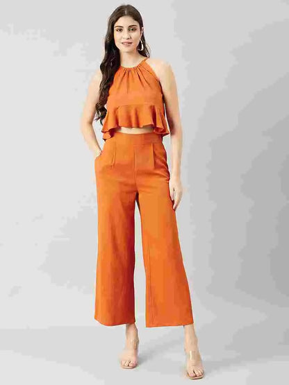 orange-halter-neck-stitched-crop-top-pant-co-ord-set-for-women