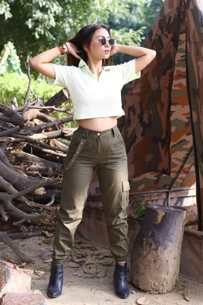 winered-olive-green-cotton-trousers-for-women-cargo-trouser