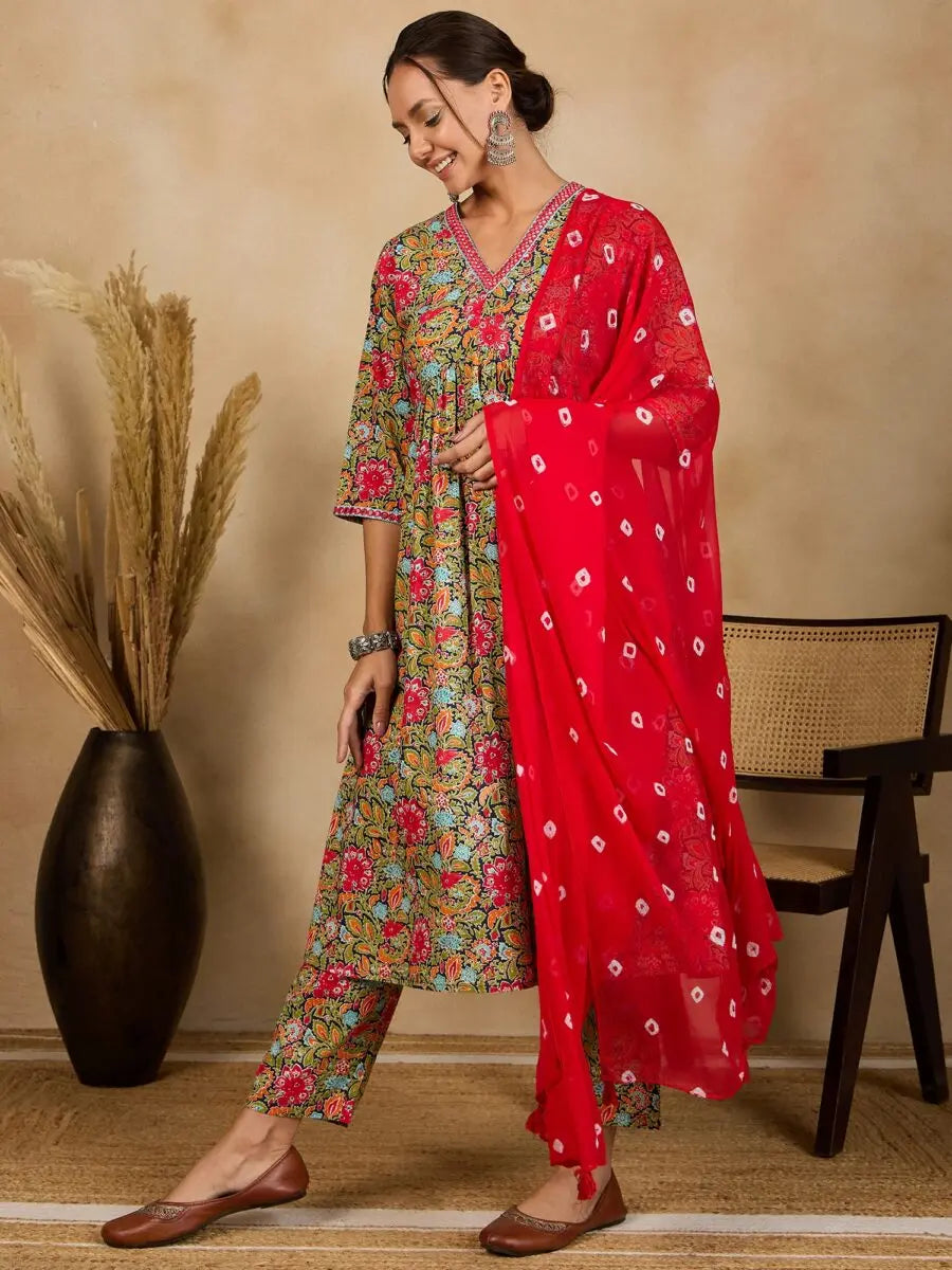 winered-woman-navy-blue-floral-print-neck-embroidery-naira-cut-kurta-pant-dupatta