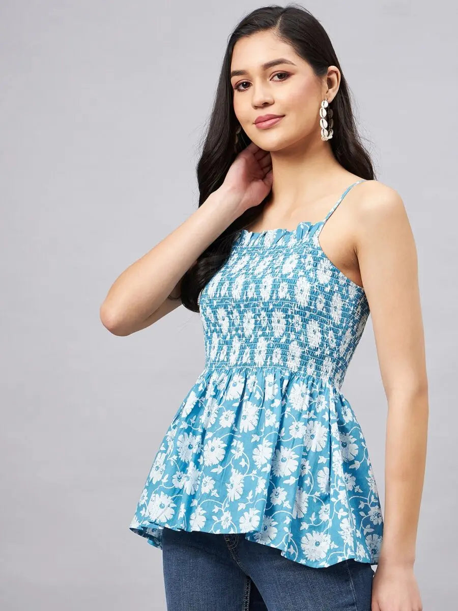 winered-woman-light-blue-floral-print-smoking-strap-top