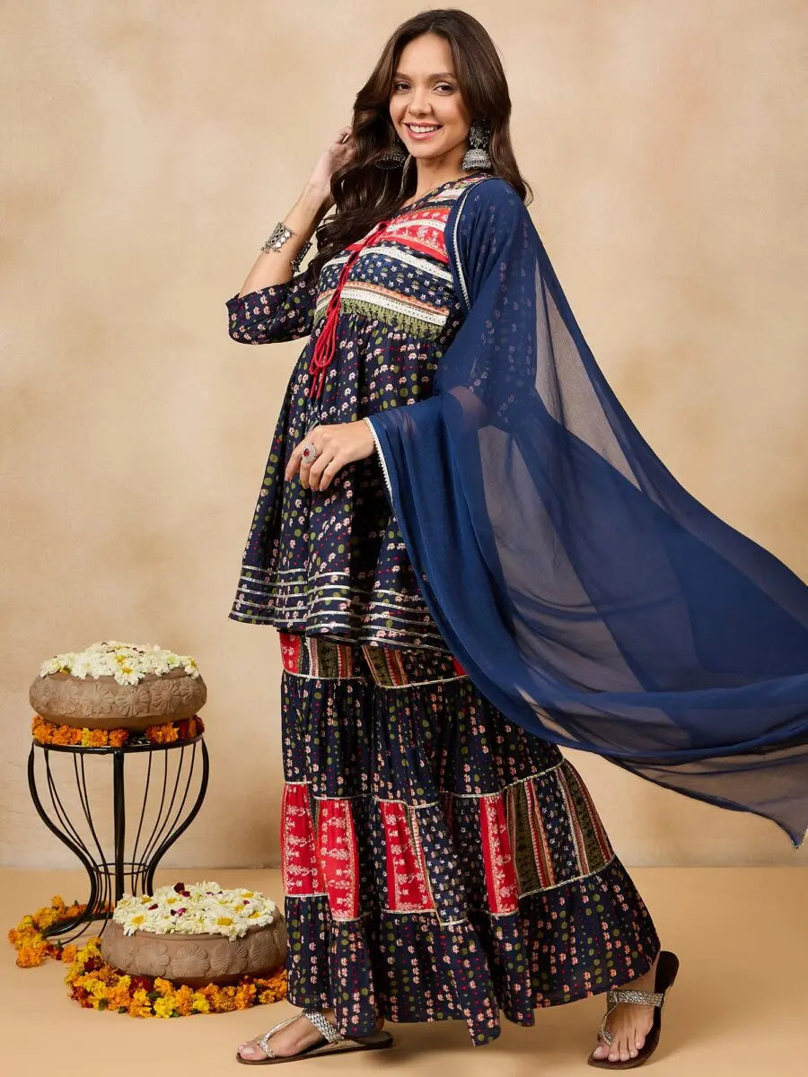 winered-woman-blue-bordered-sharara-kurta-dupatta-set