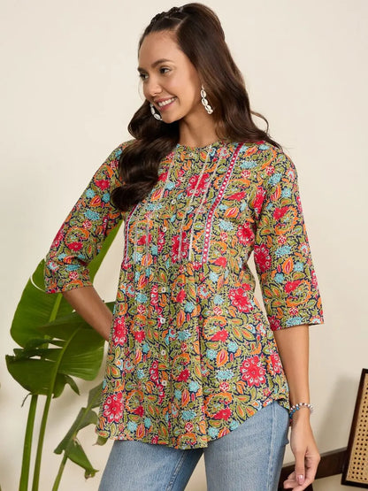 winered-women-floral-print-front-opening-navy-blue-tunic