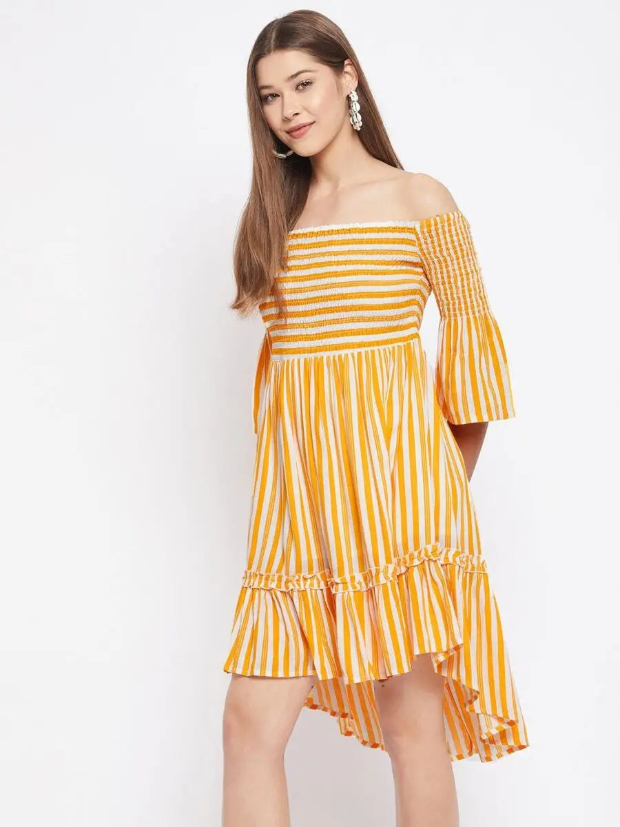 winered-women-yellow-striped-smocking-off-shoulder-dress