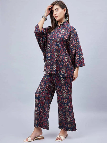 winered-woman-navy-blue-geometric-print-kaftan-ethnic-rayon-cotton-co-ord-set