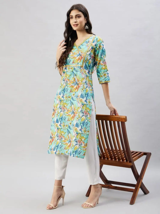 winered-women-light-blue-cotton-kurta-printed-w-d-neck-embroidered-kurta