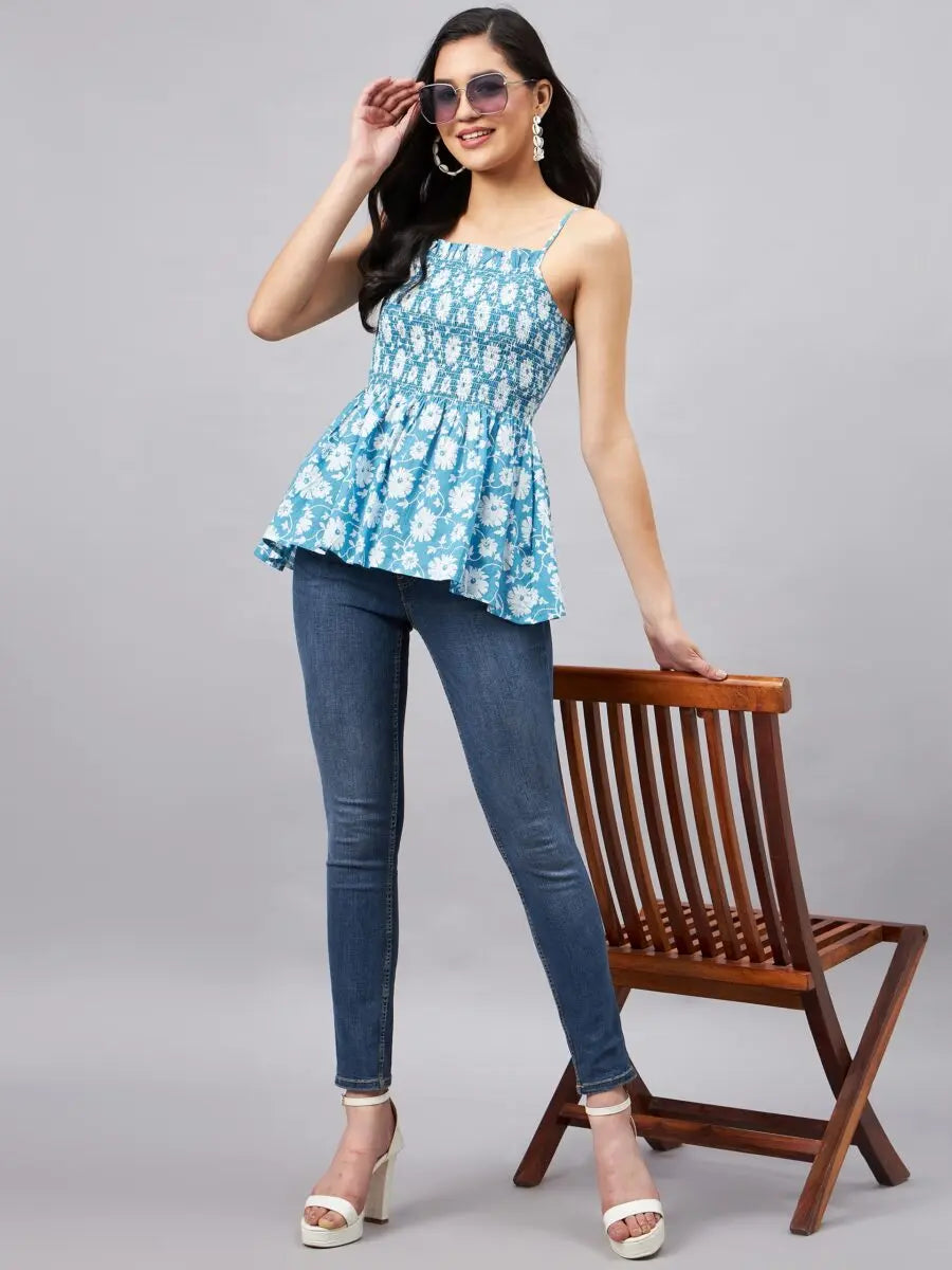 winered-woman-light-blue-floral-print-smoking-strap-top