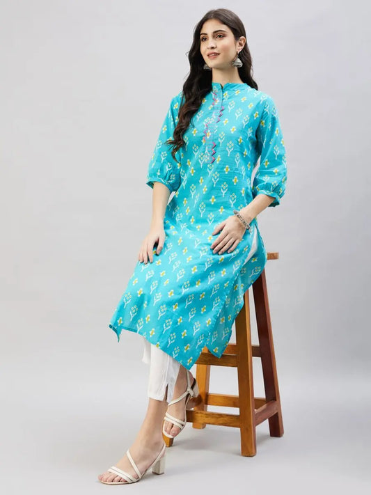 winered-women-light-blue-with-contrast-pink-thread-work-kurta