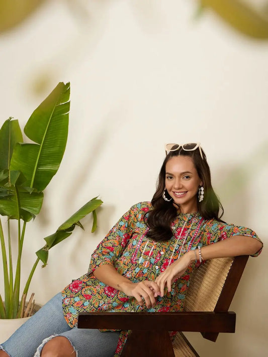 winered-women-floral-print-front-opening-navy-blue-tunic