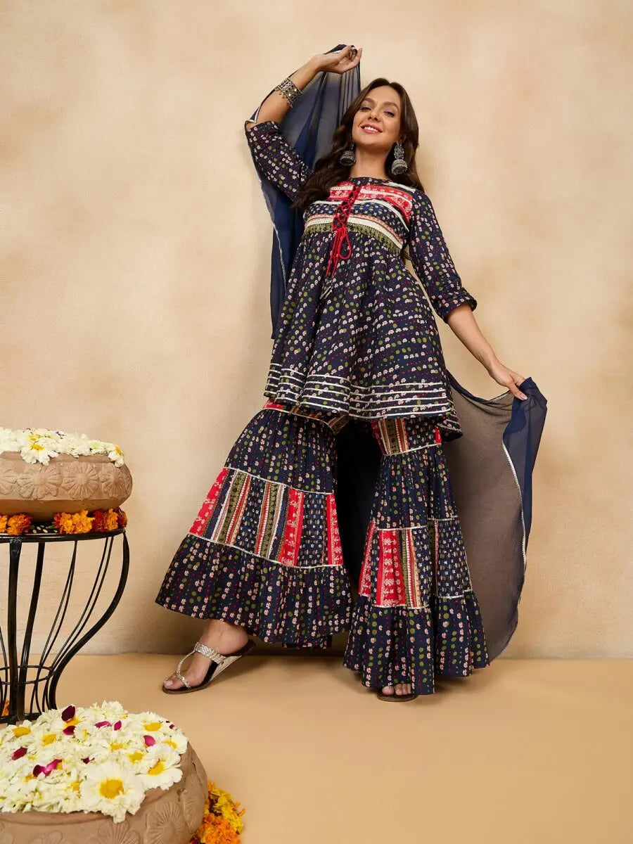 winered-woman-blue-bordered-sharara-kurta-dupatta-set