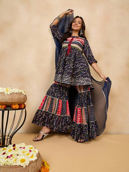 winered-woman-blue-bordered-sharara-kurta-dupatta-set