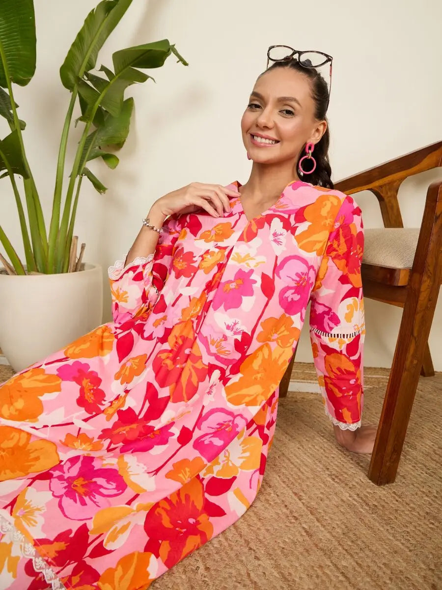 winered-woman-pink-floral-print-scalloped-aymmetric-hem-floral-co-ord-sets