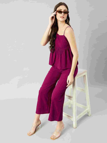 dark-purple-pleated-stitched-peplum-top-pant-co-ord-set-for-women